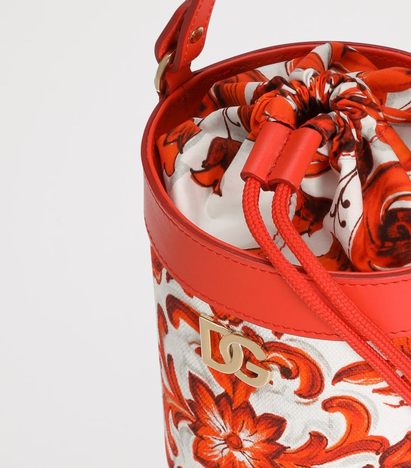 Dolce&Gabbana Kids Majolica bucket bag with embroidery, compact size (British brand)