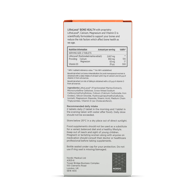 LithoLexal Bone Health supplement bottle, UK version