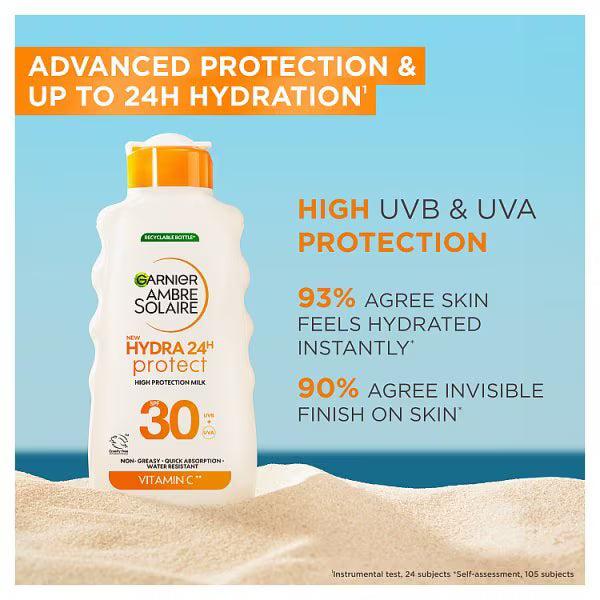 Garnier Ambre Solaire Hydra 24 SPF 30 Sun Cream 175ml, UK version