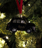 Harrods glitter black cab Christmas tree ornament, UK version