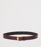 Saint Laurent leather belt with gold trapezoid buckle - British product