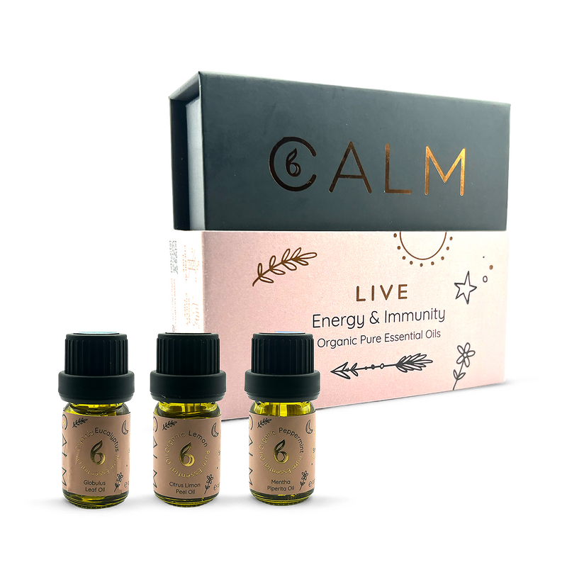 Live Calm essential oil set eucalyptus lemon peppermint 5ml x3, imported from the UK