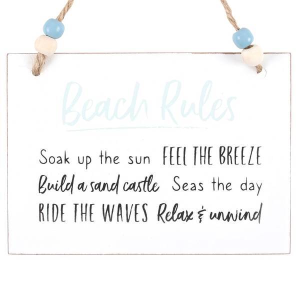 Something Different Beach Rules hanging sign 14x10cm, imported from the UK