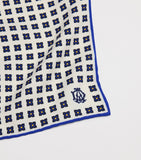 Dunhill mulberry silk pocket square with geometric flower print (British brand)