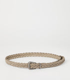 Brunello Cucinelli leather braided belt silver-tone buckle, UK version