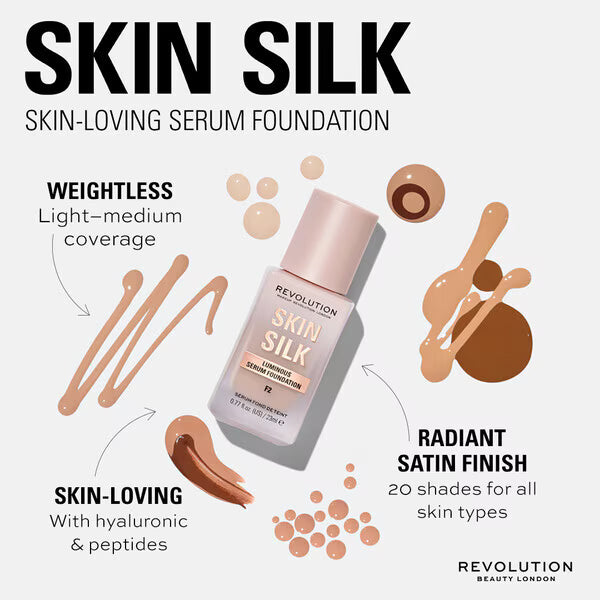 Revolution Skin Silk Serum Foundation F8 (British brand)