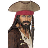 Smiffys brown pirate hat with dreadlocks, UK version