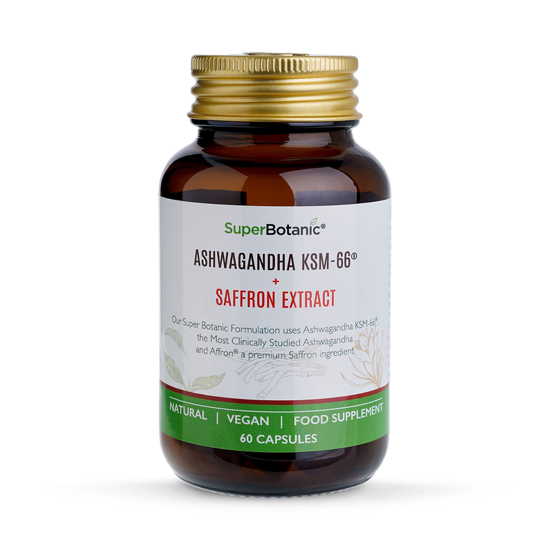 Super Botanic Ashwagandha KSM66 and Saffron supplement - British product