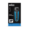 Braun Series 3 electric shaver black blue, imported from the UK