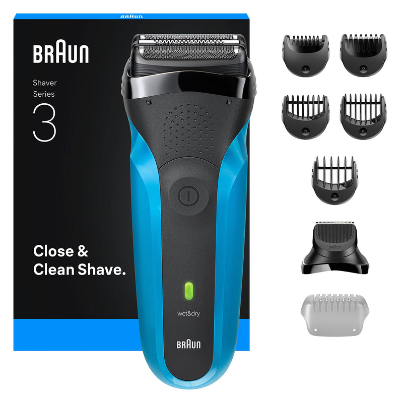 Braun Series 3 electric shaver black blue, imported from the UK