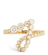 Harrods Sophie Bille Brahe Yellow Gold and Diamond Ensemble 'J' Ring- Buy online at McGrocer