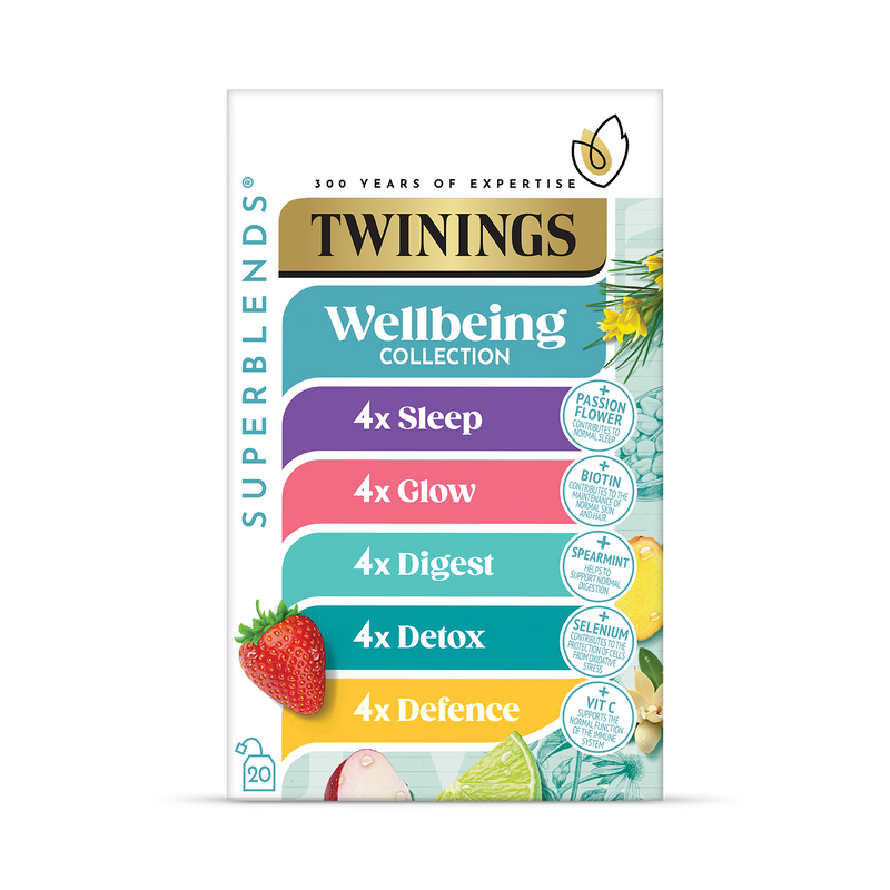 Twinings SuperBlends Wellbeing Collection teabags 20 pack (British brand)