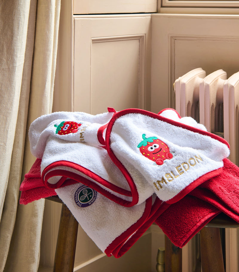Christy Wimbledon Mini Strawberry Bundle towel and mitt, imported from the UK