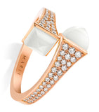 Marli New York rose gold diamond white agate ring imported from UK