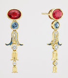 Boodles Presence Chamber drop earrings with diamonds and gemstones (British brand)
