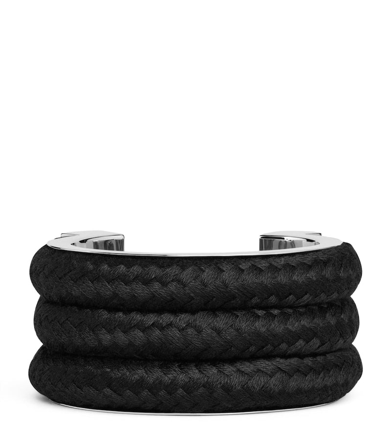 Alaïa braided cuff bracelet silver tone brass and cotton - British product