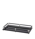 Riviere leather-trim lacquered tray 40cm x 22cm, imported from the UK