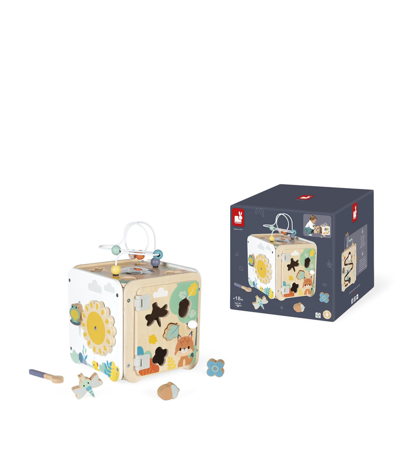 Janod wooden multi-activity cube, imported from the UK