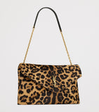 Saint Laurent Cassandre Envelope leopard pony hair chain wallet, imported from the UK