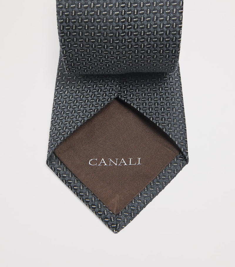 Canali silk-wool jacquard tie 8cm (British brand)
