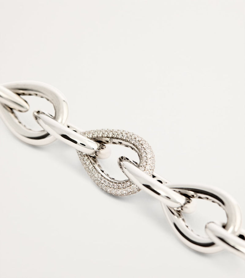 Engelbert white gold diamond drop links chain necklace - British product