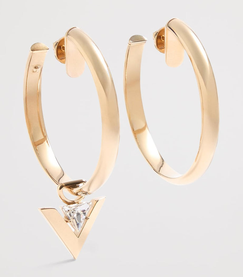 Valentino Garavani asymmetric hoop earring with crystal V pendant (British brand)