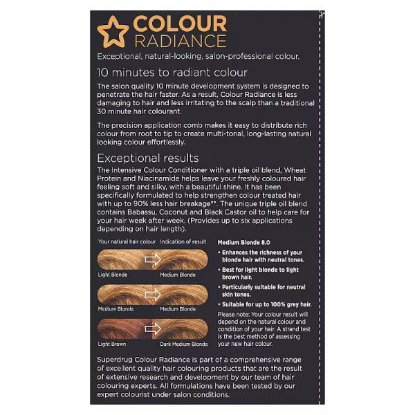 Superdrug Colour Radiance 8.0 Medium Blonde (British brand)