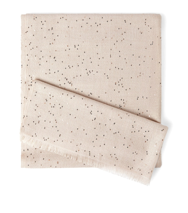 Brunello Cucinelli cashmere-silk embellished scarf (British brand)