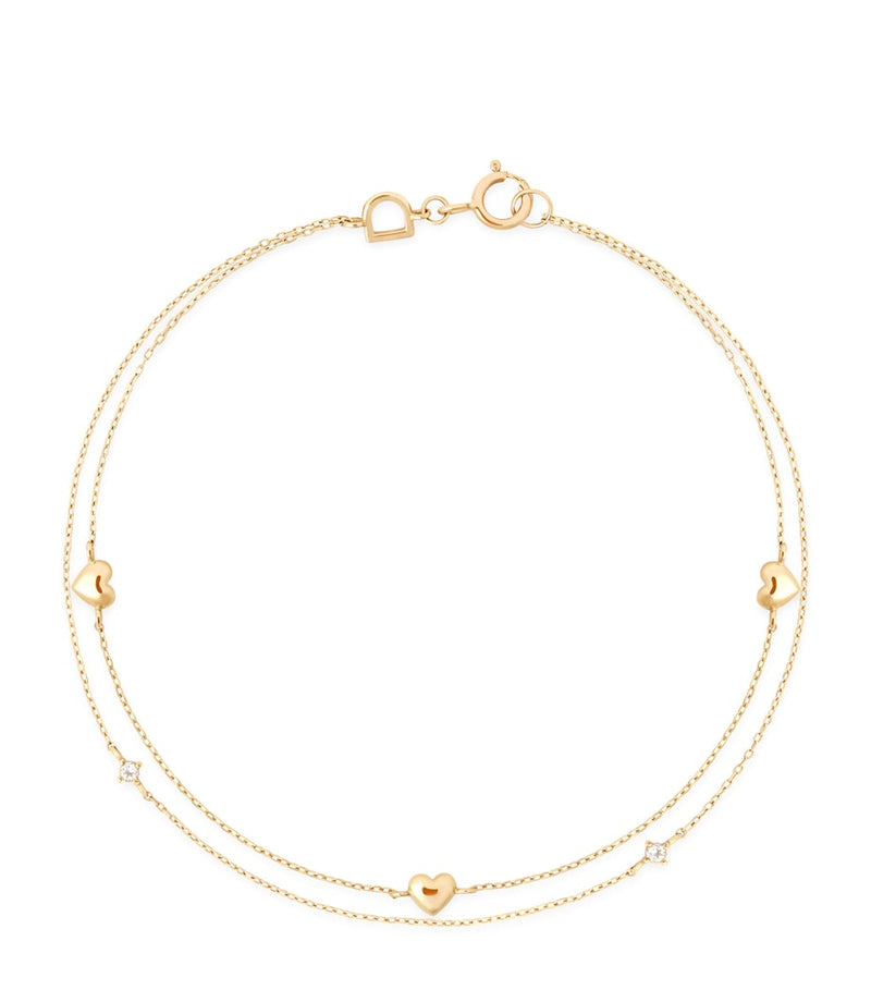 Astrid & Miyu gold topaz heart charm bracelet, imported from the UK