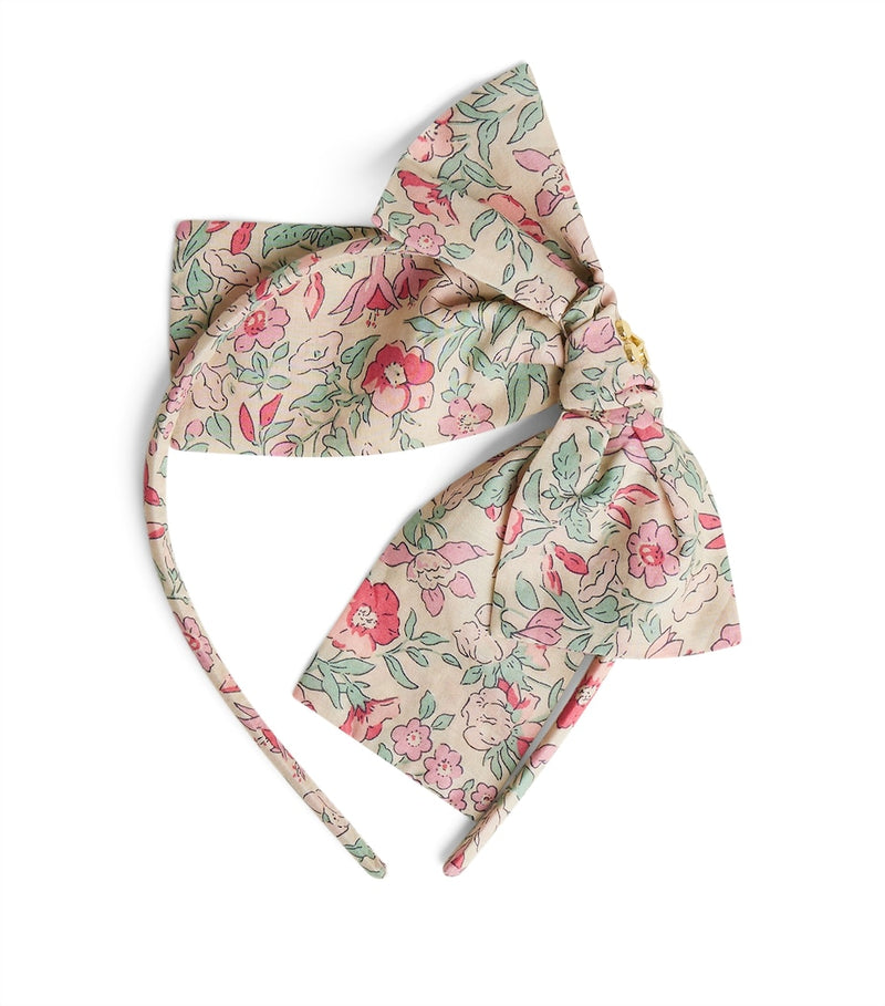 Bonpoint cotton bow headband with floral print (British brand)