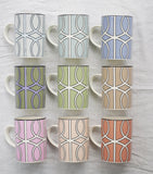 Fine Bone China Mug with Pastel Geometric Print