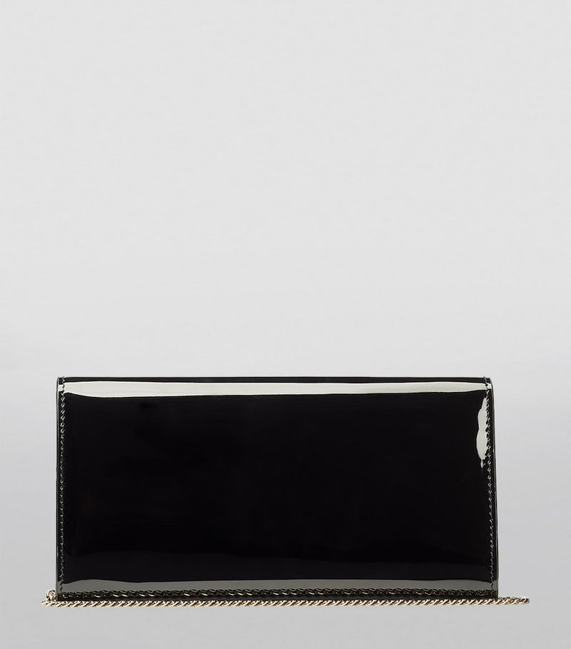 Jimmy Choo Emmie patent clutch bag with chain strap, UK version