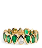 SHAY yellow gold eternity ring with emeralds and diamond (British brand)