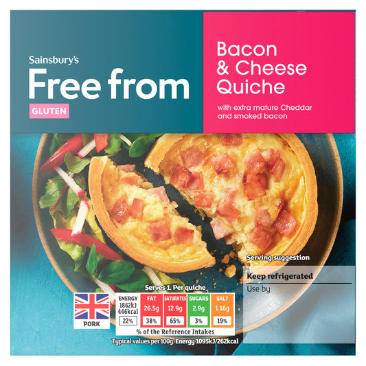 Sainsbury's Free From Cheese & Bacon Quiche 170g gluten free Sainsburys   