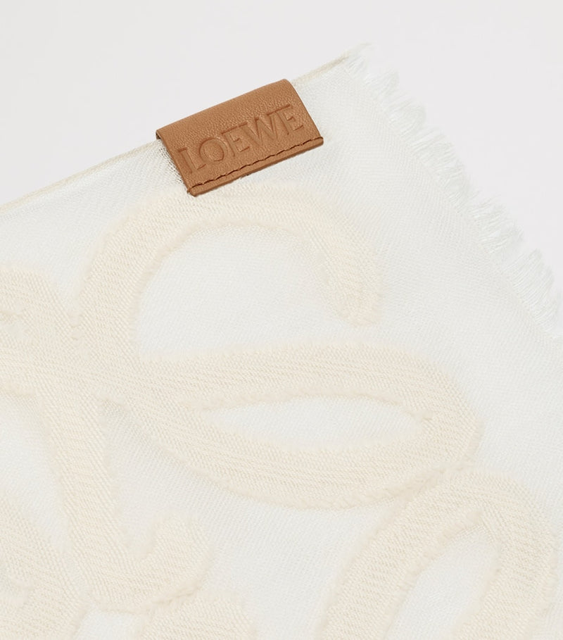 LOEWE Anagram applique scarf in cotton wool silk blend (British brand)