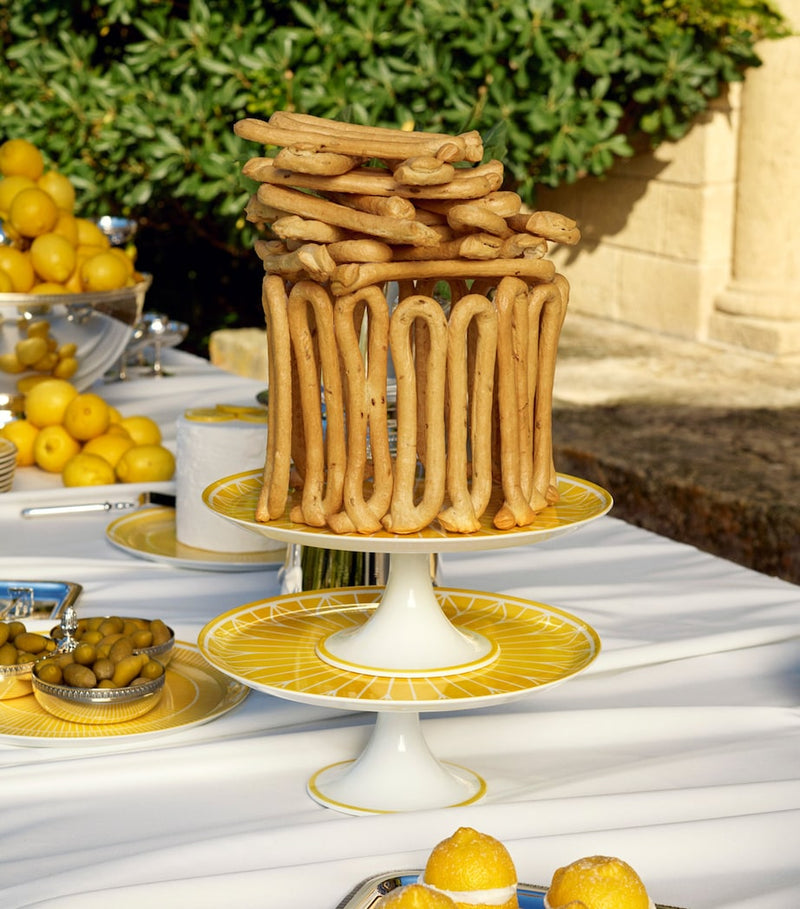 Christofle Malmaison Riviera porcelain cake stand 32cm, UK version