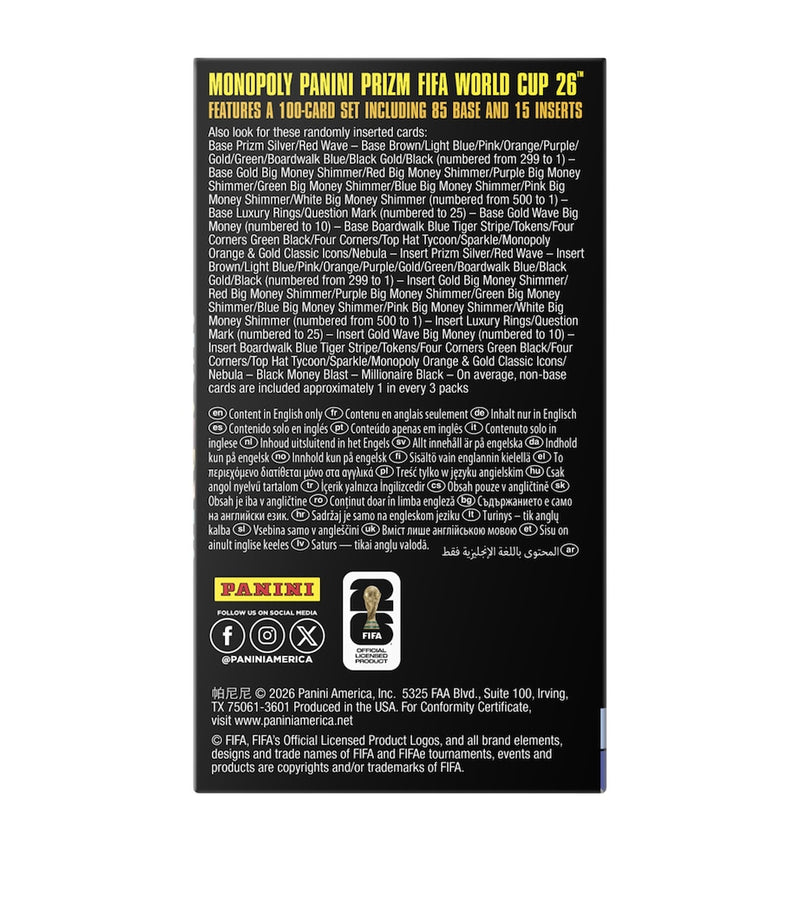 Monopoly Panini Prizm FIFA World Cup booster box 24 cards, UK version