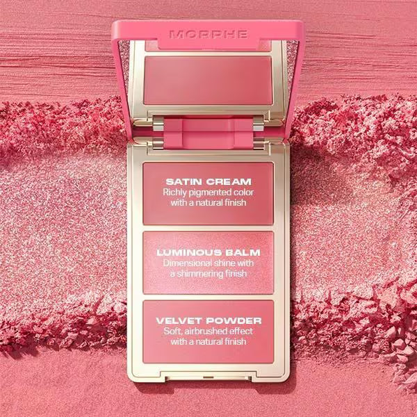 Morphe Cheek Thrills face trio Sunset Swim, imported from the UK