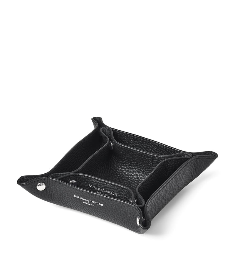 Aspinal Of London mini grained leather tidy tray 9.5cm x 9.5cm - British product
