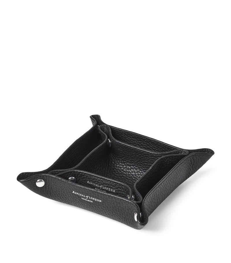 Aspinal Of London mini grained leather tidy tray 9.5cm x 9.5cm - British product