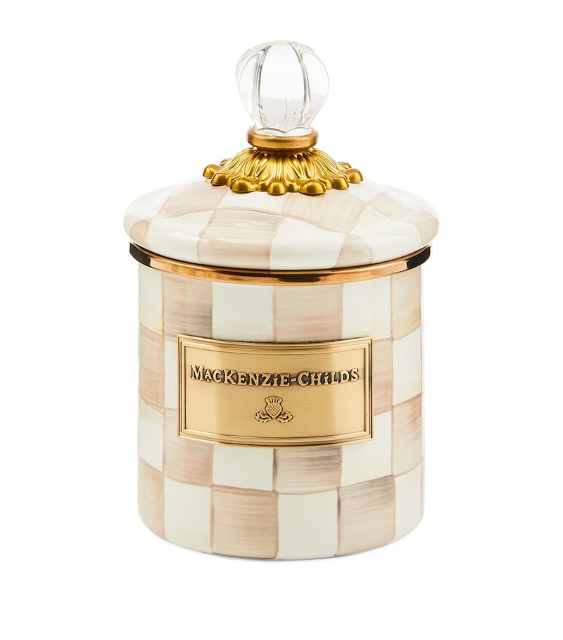MacKenzie-Childs Demi Mocha Check canister (British brand)