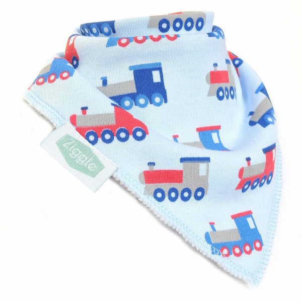 Ziggle bandana dribble bib blue train (British brand)