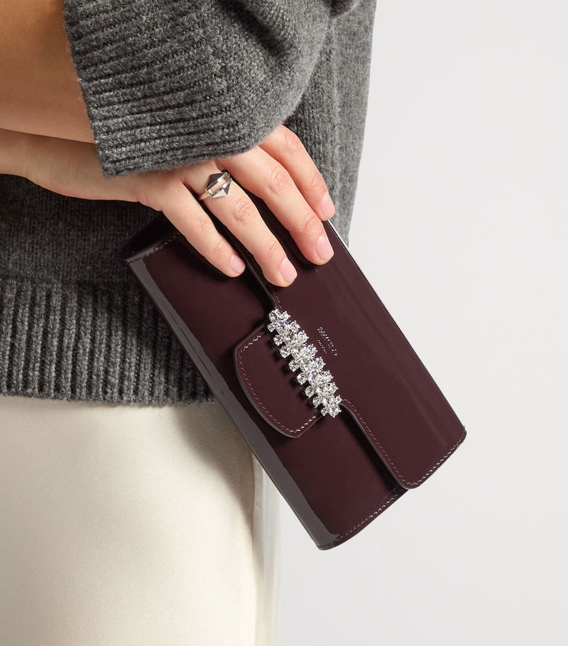 Jimmy Choo Bing patent leather wallet-on-chain (British brand)