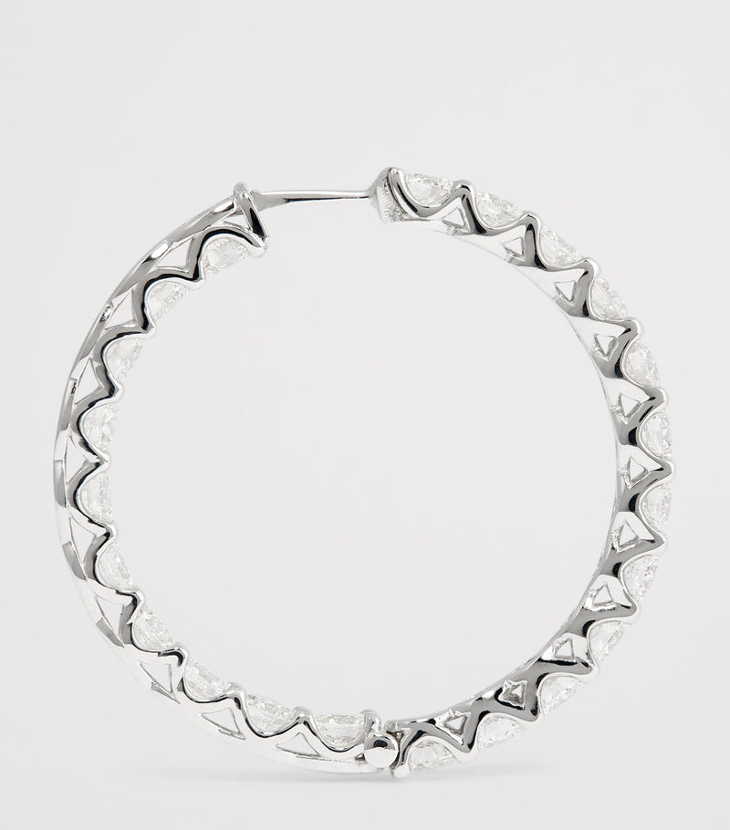 Harrods white gold diamond hoop earrings 8.40ctw, imported from the UK