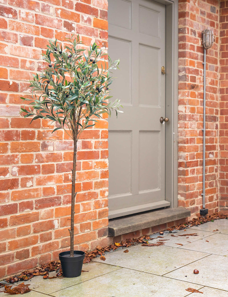Blooming Artificial 4.5ft olive tree with fruits, imported from the UK