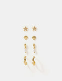 Accessorize gold plated earrings set 4 pack with coastal designs, imported from the UK