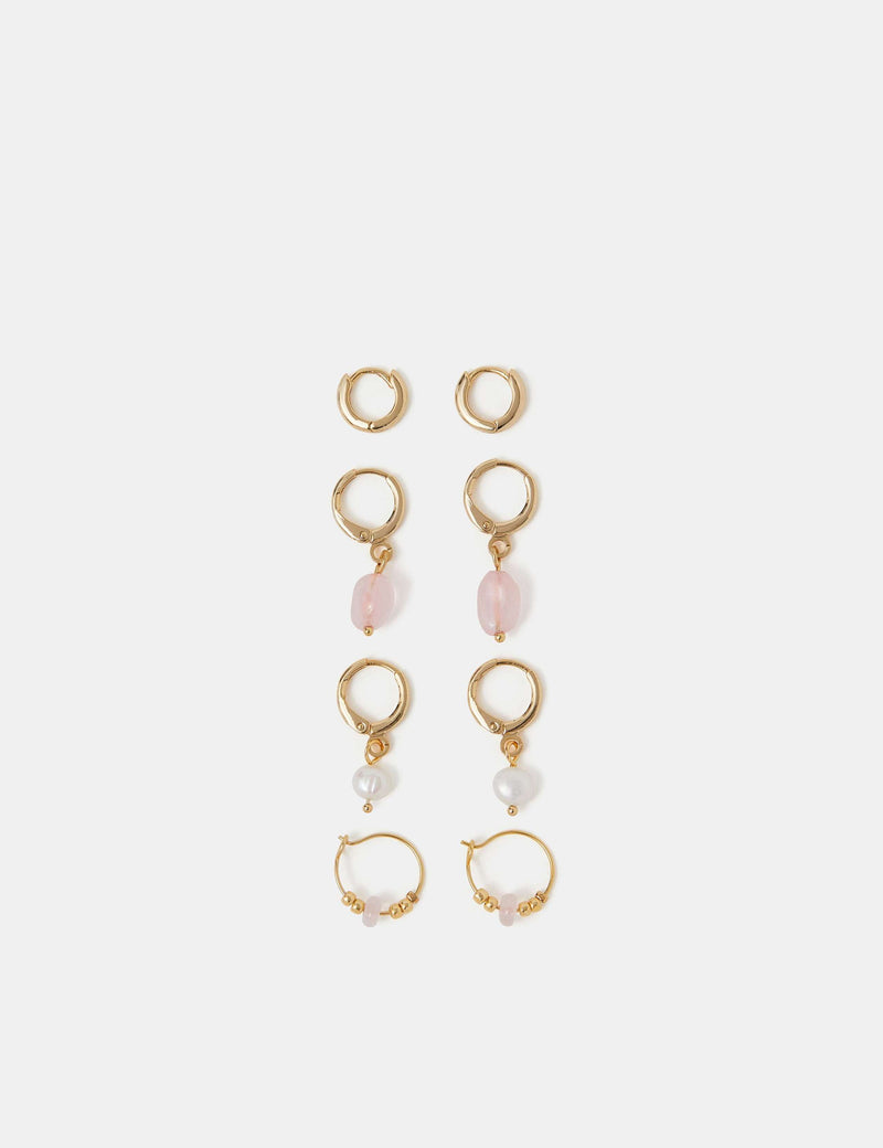 Accessorize 4 pack gold plated hoop earrings set, imported from the UK