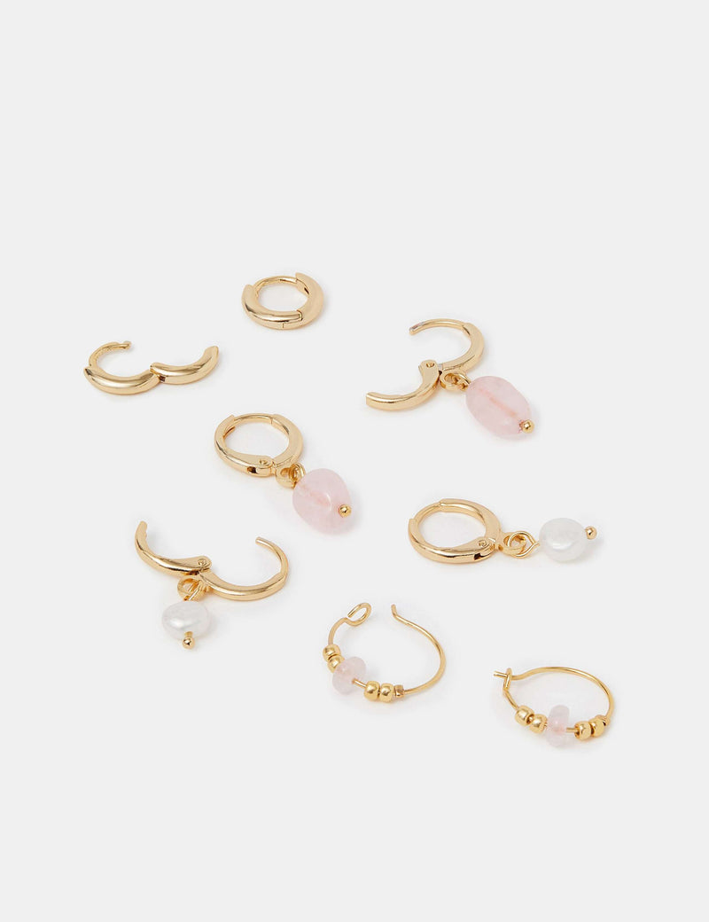 Accessorize 4 pack gold plated hoop earrings set, imported from the UK