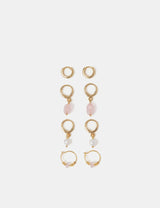 M&S Accessorize 14 Carat Gold Plated Hoop Earrings Set 4 Pack- Buy online at McGrocer