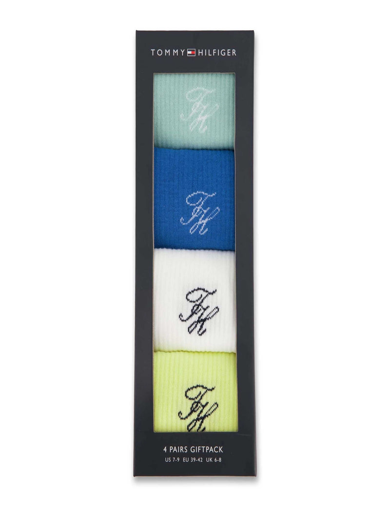 Tommy Hilfiger Monogramm Baumwollreiche Socken 4er-Pack - Britisches Produkt